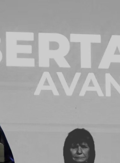 Il presidente argentino Javier Milei ad un comizio